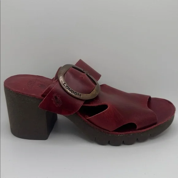 Fly London Red Leather Platform Clog Sandals – Size 36 - Picture 9 of 15